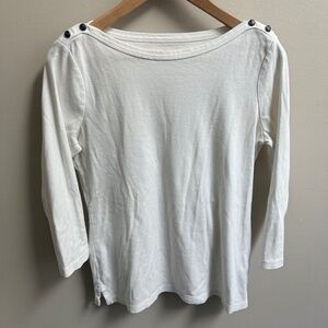 White Land's End boatneck 3/4 length sleeve shirt. Size small.